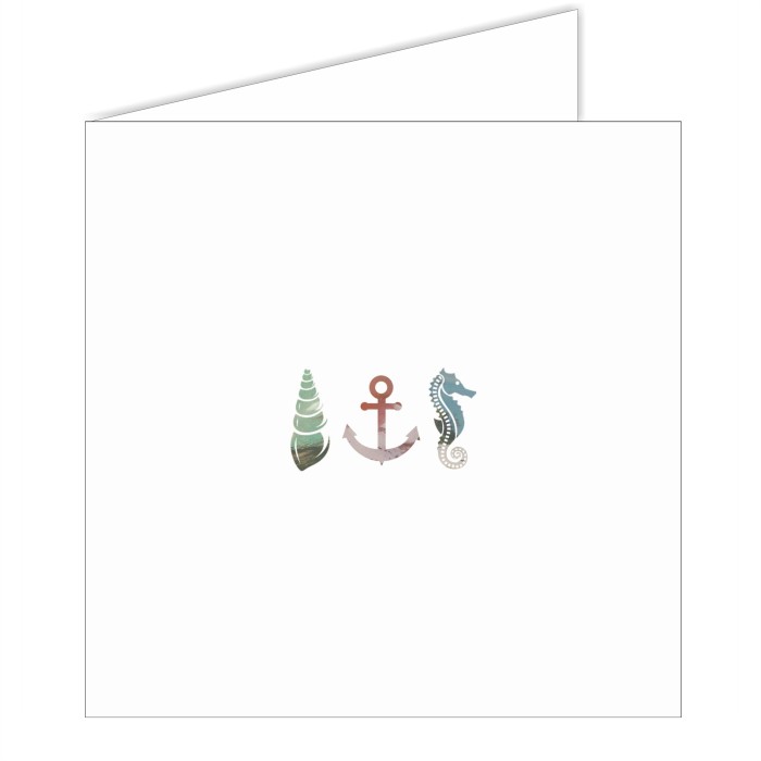 Glückwunschkarte - Anker, Muschel, Seepferdchen