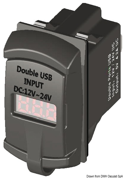 Marina USB Doppelbuchse + Voltmeter