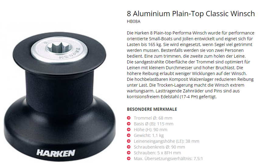 Harken Winsch Aluminium Classic Plain-Top