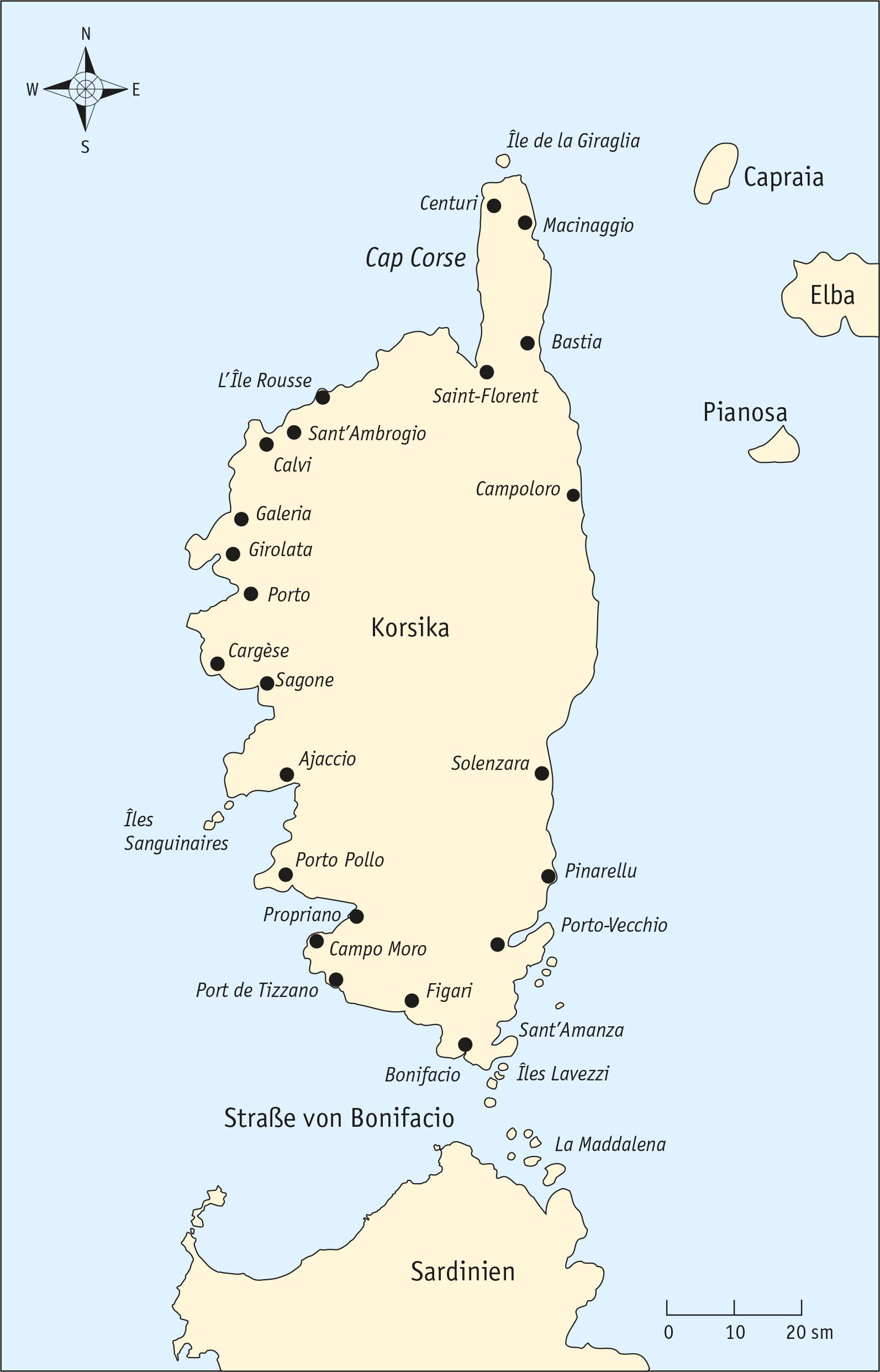 Korsika, Sardinien und Elba