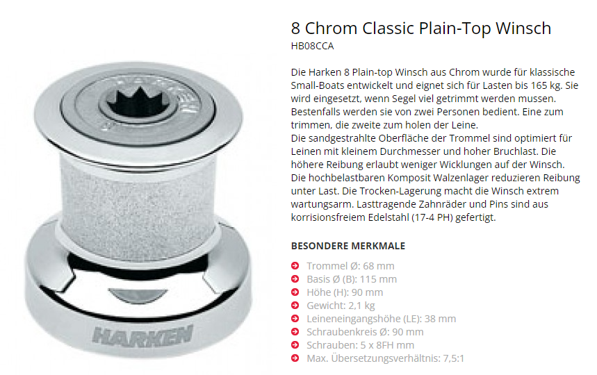 Harken Winsch Chrom Classic Plain-Top
