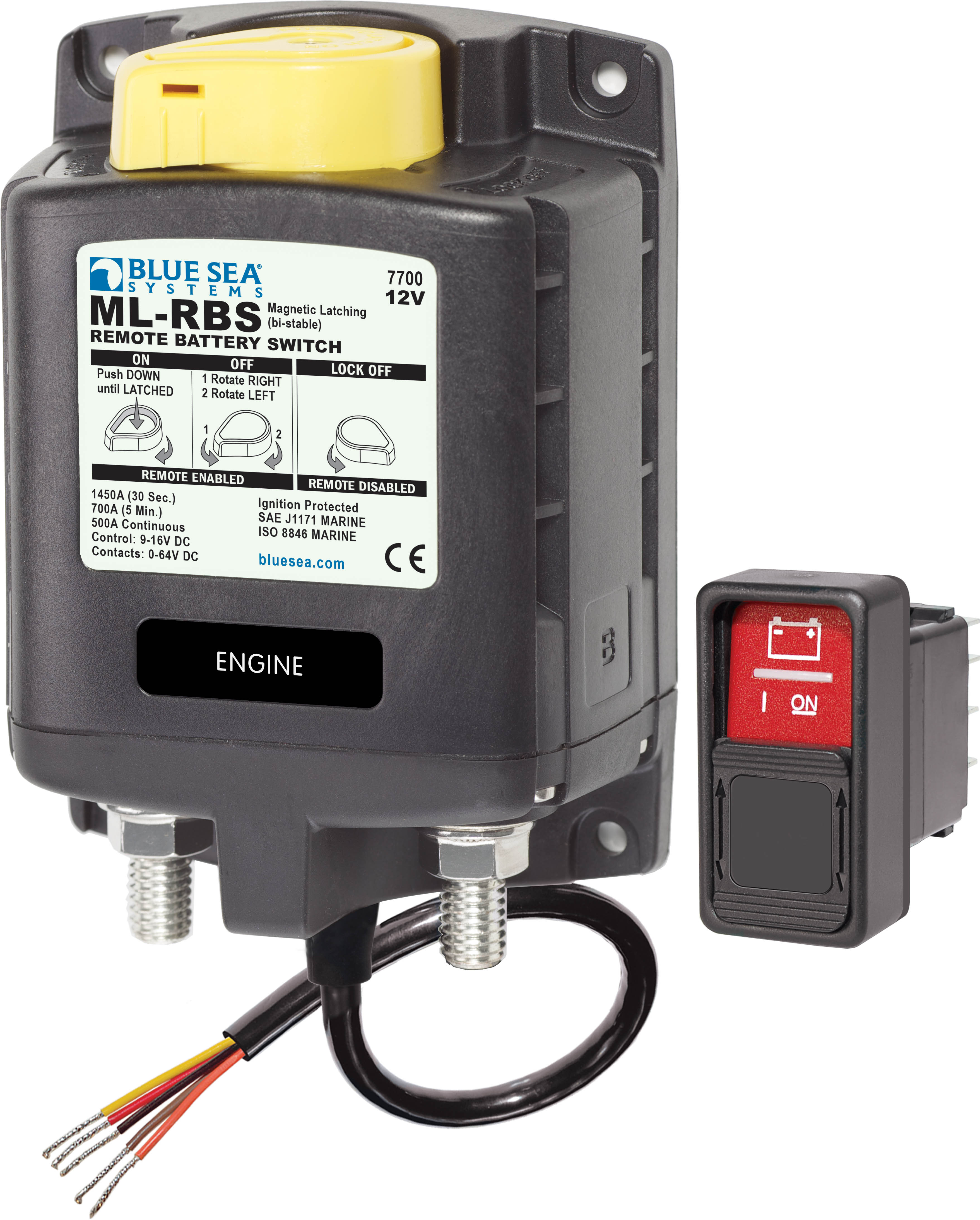 Blue Sea Systems Solenoid ML 500A 12V RBS With Manual Control